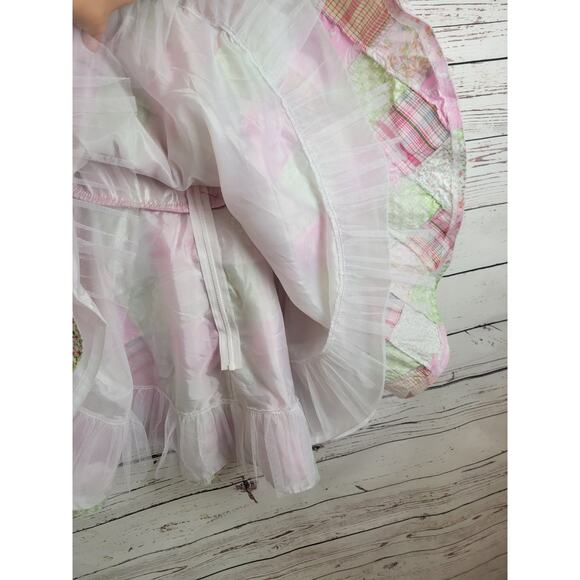 Vintage Square Dance Party Dress Patchwork Handmade Pink Green Size 14p - Picture 8 of 16